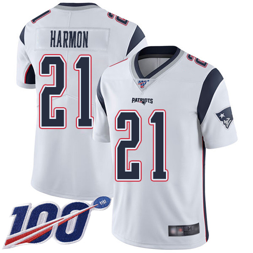 New England Patriots Football 21 Vapor Untouchable 100th Season Limited White Men Duron Harmon Road NFL Jersey
